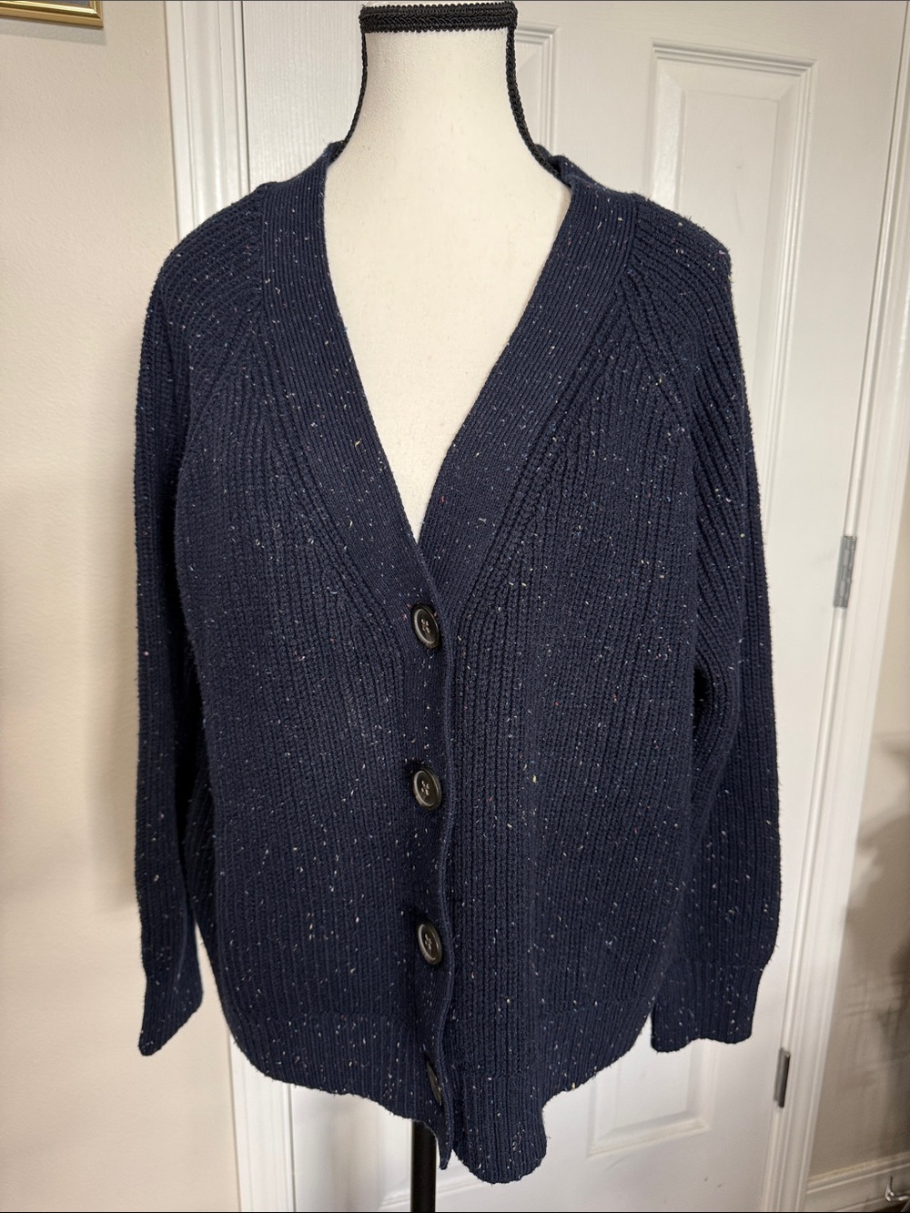 Old Navy Navy Speckled Button-Front Women’s Cardigan Sweater Sz Large